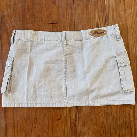 Vintage 90s/Y2K Bongo Micro Mini Khaki Cargo Skirt 100% Cotton - Picture 4 of 6